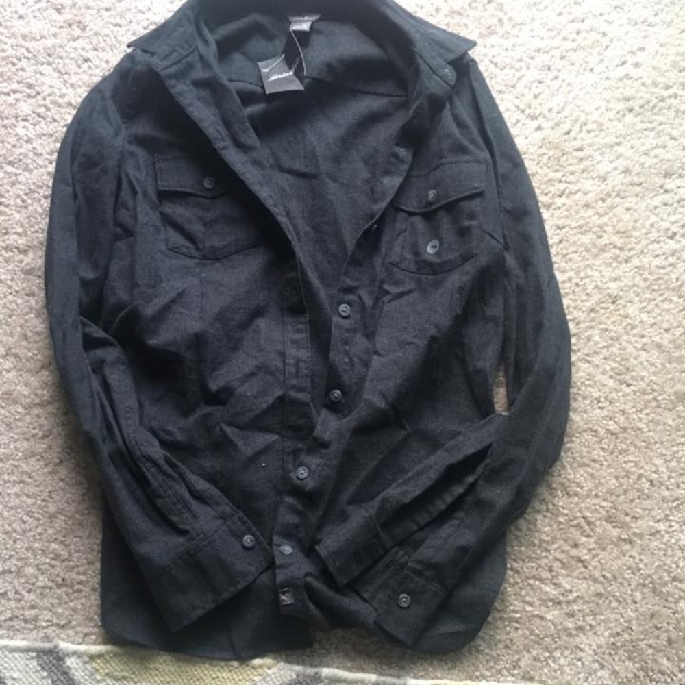 Eddie Bauer Charcoal Grey Flannel Button Up